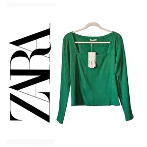 NWT Zara Square Neck Ribbed Top